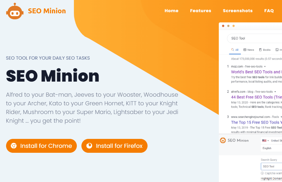 SEO minion chrome extension.